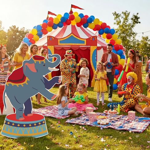Carnival Circus Party Decoration 3ft Circus Theme Birthday Party Supplies Elephant Show Cardboard Cutout Standup Photo Booth Backdrop Props Life Size for Birthday Carnival Weddings in Saudi Arabia