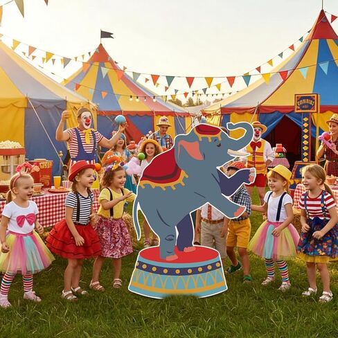 Carnival Circus Party Decoration 3ft Circus Theme Birthday Party Supplies Elephant Show Cardboard Cutout Standup Photo Booth Backdrop Props Life Size for Birthday Carnival Weddings in Saudi Arabia