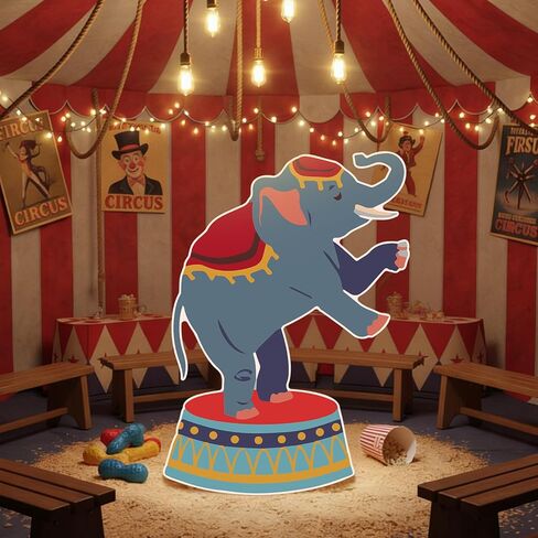 Carnival Circus Party Decoration 3ft Circus Theme Birthday Party Supplies Elephant Show Cardboard Cutout Standup Photo Booth Backdrop Props Life Size for Birthday Carnival Weddings in Saudi Arabia