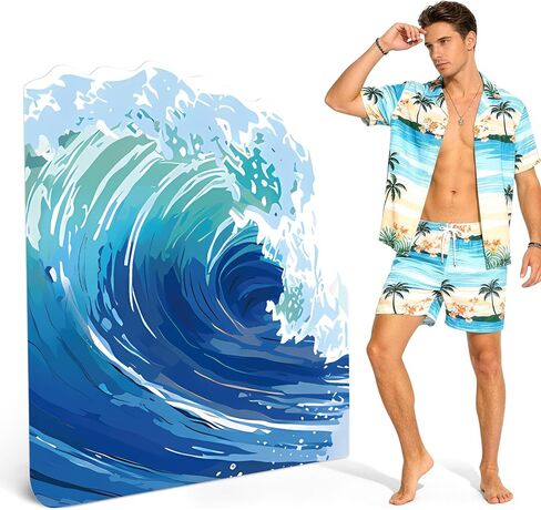 4.6 ft Ocean Wave Cardboard Cutout Stand-Up Surf Theme Photo Prop Beach Party Decoration Wave Standee for Ocean Themed Party Decor, Stage Backdrop, and Summer Event Display in Kuwait