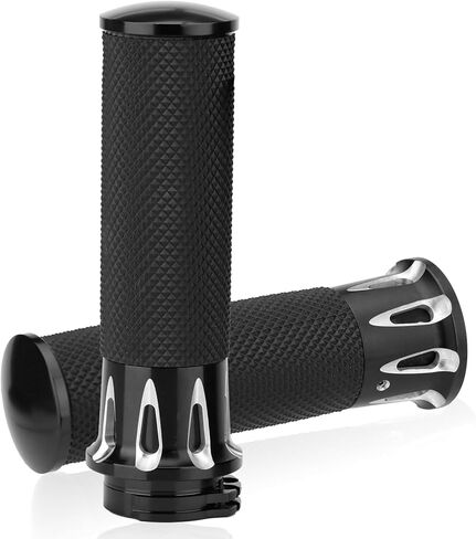 LKV Motorcycle Handlebar Grips 1 Inch 25mm Bar End Hand Grip with Throttle CNC Non-Slip Universal Compatible with Harley Davidson Cruisers Choppers Suzuki Kawasaki in Saudi Arabia