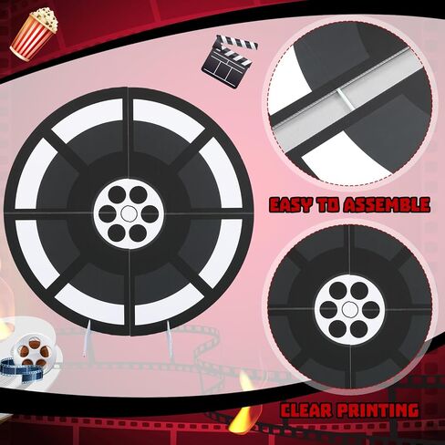 3 Pieces Large Movie Night Party Stand Decorations Movie Theater Decor 23.6 Inch Film Clapper Board and Reel Projector for Night Decorations Home Room Theater Decor Party Supplies in Saudi Arabia