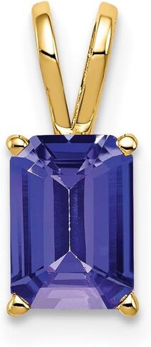 Solid 14k Yellow Gold 7x5mm Emerald Cut Tanzanite Blue December Gemstone Pendant Charm in Saudi Arabia
