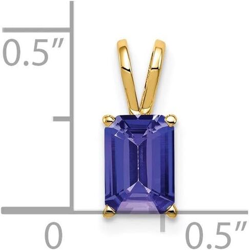 Solid 14k Yellow Gold 7x5mm Emerald Cut Tanzanite Blue December Gemstone Pendant Charm in Saudi Arabia