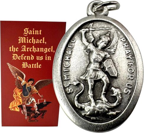 Westmon Works St Michael Medal Set Italian Metal Patron Saint Medallion with Holy Card in Saudi Arabia