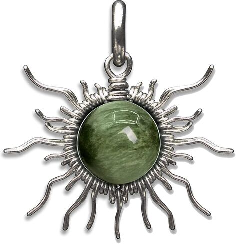 Green Chrysoberyl Cats Eye Full Sun Wire Pendant- Black Niobium/Silver/Steel/Copper/Bronze/14K Gold, or 14K Rose Gold- Pendant or Bracelet Charm - Purple Gemstone Jewelry- Sun Moon Necklace in Saudi Arabia
