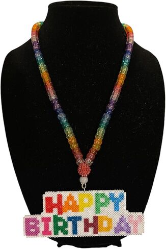 Happy Birthday Handmade Mini Kandi Necklace for Festival Costume Rave Gear in Kuwait