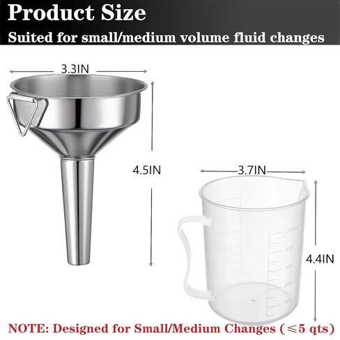 Steel Transmission Funnel for Automotive Use, Wide Mouth Oil Funnel with 2 Different Diameter Clear Plastic Tubing (3.28 Ft Each) for Car, Gasoline, Engine, Coolant, Water, Fluid, Oil Change in Saudi Arabia