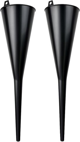 Auto Long Neck Funnel | Pack of 2 | 18" (45.7 cm) Length, 5" (12.7 cm) Diameter Mouth | Sturdy Black Plastic | Ideal for Oil, Transmission Fluid, Gasoline Additives in Saudi Arabia