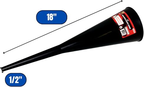 Auto Long Neck Funnel | Pack of 2 | 18" (45.7 cm) Length, 5" (12.7 cm) Diameter Mouth | Sturdy Black Plastic | Ideal for Oil, Transmission Fluid, Gasoline Additives in Saudi Arabia