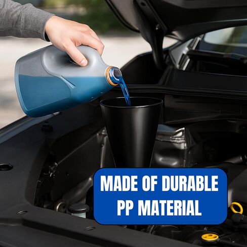 Auto Long Neck Funnel | Pack of 2 | 18" (45.7 cm) Length, 5" (12.7 cm) Diameter Mouth | Sturdy Black Plastic | Ideal for Oil, Transmission Fluid, Gasoline Additives in Saudi Arabia
