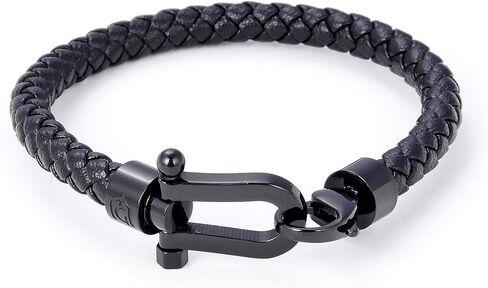 Giorgio Milano 1520 Stainless Steel with Braided Genuine Leather Bracelet in Saudi Arabia