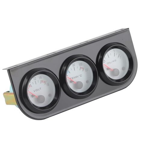 High Accuracy 52mm Universal Car Triple Gauge Cluster with Red Pointer, Light on Dial for Easy Night Reading, for Gasoline Car, Boat, Truck, 3 Gange Kit, DC 12V, Blackwhite in Saudi Arabia