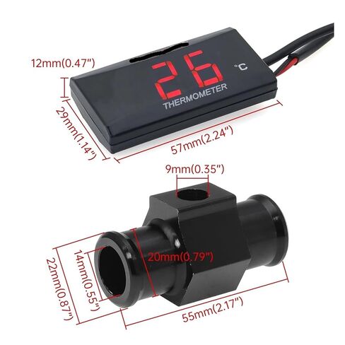 مقياس حرارة رقمي LCD للدراجات النارية، محول درجة حرارة الماء العالمي، ملحقات سباقات الدراجات النارية لـ XMAX250 300 NMAX CB 400 CB500X (حامل أسود) in Kuwait