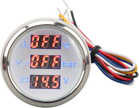 Water Temp Oil Pressure Voltage Meter 52mm 3 - in - 1 Digital Gauge with Warning Light - Accurate Real - Time Display for RV, Yacht & Fishing Boat Monitoring in Saudi Arabia