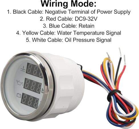 Water Temp Oil Pressure Voltage Meter 52mm 3 - in - 1 Digital Gauge with Warning Light - Accurate Real - Time Display for RV, Yacht & Fishing Boat Monitoring in Saudi Arabia