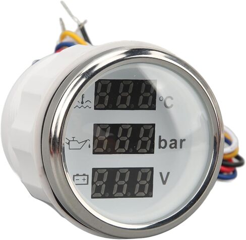 Water Temp Oil Pressure Voltage Meter 52mm 3 - in - 1 Digital Gauge with Warning Light - Accurate Real - Time Display for RV, Yacht & Fishing Boat Monitoring in Saudi Arabia