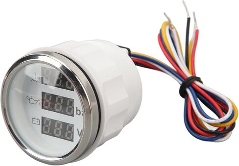 Water Temp Oil Pressure Voltage Meter 52mm 3 - in - 1 Digital Gauge with Warning Light - Accurate Real - Time Display for RV, Yacht & Fishing Boat Monitoring in Saudi Arabia