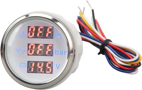 Water Temp Oil Pressure Voltage Meter 52mm 3 - in - 1 Digital Gauge with Warning Light - Accurate Real - Time Display for RV, Yacht & Fishing Boat Monitoring in Saudi Arabia