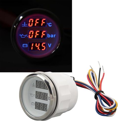 Water Temp Oil Pressure Voltage Meter 52mm 3 - in - 1 Digital Gauge with Warning Light - Accurate Real - Time Display for RV, Yacht & Fishing Boat Monitoring in Saudi Arabia