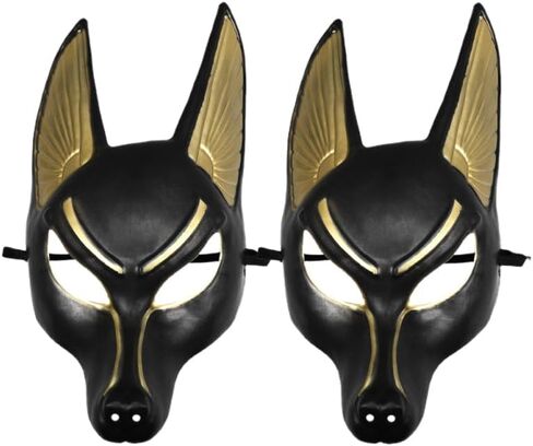 PRETYZOOM 2Pcs Halloween Anubis Mask Plastic Adjustable Cosplay Strap Egyptian God Costume Mask for Masquerade Party in Saudi Arabia
