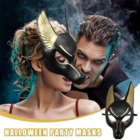 PRETYZOOM 2Pcs Halloween Anubis Mask Plastic Adjustable Cosplay Strap Egyptian God Costume Mask for Masquerade Party in Saudi Arabia