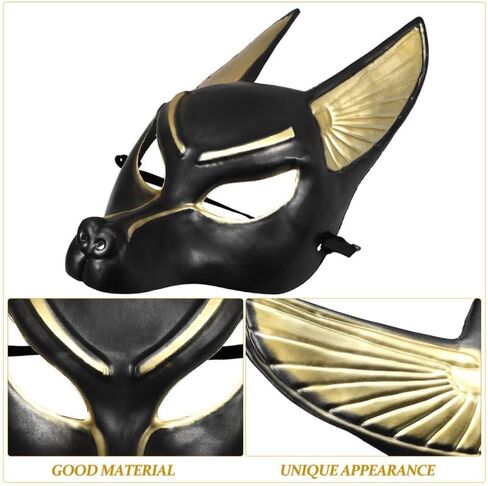 PRETYZOOM 2Pcs Halloween Anubis Mask Plastic Adjustable Cosplay Strap Egyptian God Costume Mask for Masquerade Party in Saudi Arabia