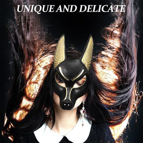 PRETYZOOM 2Pcs Halloween Anubis Mask Plastic Adjustable Cosplay Strap Egyptian God Costume Mask for Masquerade Party in Saudi Arabia