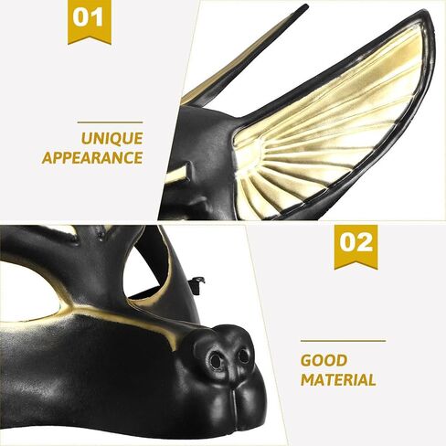 PRETYZOOM 2Pcs Halloween Anubis Mask Plastic Adjustable Cosplay Strap Egyptian God Costume Mask for Masquerade Party in Saudi Arabia
