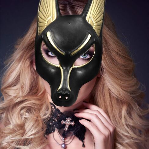 PRETYZOOM 2Pcs Halloween Anubis Mask Plastic Adjustable Cosplay Strap Egyptian God Costume Mask for Masquerade Party in Saudi Arabia