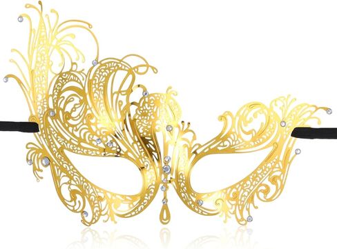 Gold Masquerade Mask For Women Venetian Metal Mask For Masquerade Party Rhinestone Mardi Gras Masks For Adult Party Evening Prom Costume Accessory in Saudi Arabia