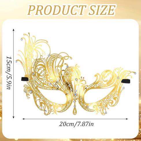 Gold Masquerade Mask For Women Venetian Metal Mask For Masquerade Party Rhinestone Mardi Gras Masks For Adult Party Evening Prom Costume Accessory in Saudi Arabia