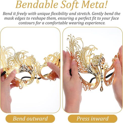 Gold Masquerade Mask For Women Venetian Metal Mask For Masquerade Party Rhinestone Mardi Gras Masks For Adult Party Evening Prom Costume Accessory in Saudi Arabia