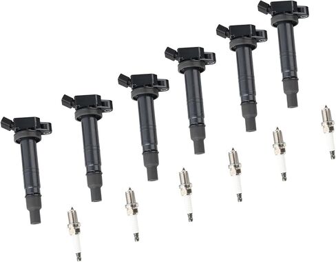 حزمة ملف الإشعال UF495 مع شمعات الإشعال، مجموعة من 6، تناسب تويوتا تاكوما 2005-2015، 4Runner 2003-2009، تندرا 2005-2011، FJ Cruiser 2007-2009، محركات V6 4.0L in Kuwait