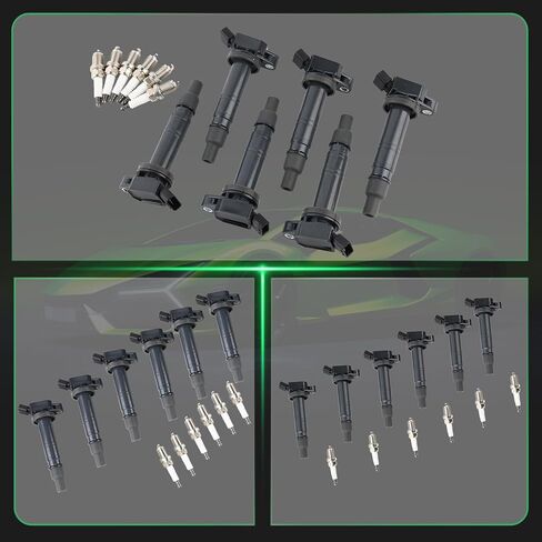 حزمة ملف الإشعال UF495 مع شمعات الإشعال، مجموعة من 6، تناسب تويوتا تاكوما 2005-2015، 4Runner 2003-2009، تندرا 2005-2011، FJ Cruiser 2007-2009، محركات V6 4.0L in Kuwait