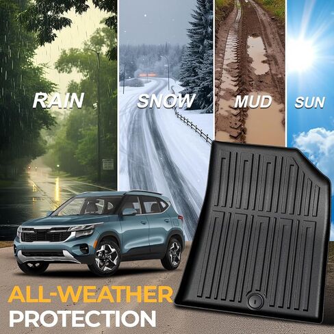 Floor Mats for Kia Seltos 2024-2026, All Weather Floor Mats Trunk Cargo Liner with Backrest Protectors Accessories, Full Coverage Set (Not fit Subwoofer) in Kuwait