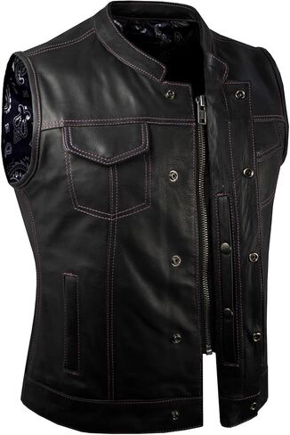 Motorcycle Womens Light weight Club Purple & Red Paisley Liner Leather Vest 2 Colors in Saudi Arabia