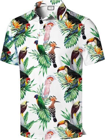 Wolf Graphic Polo Shirt, White with Black Collar, Watercolor Art Design, Short Sleeve in Saudi Arabia