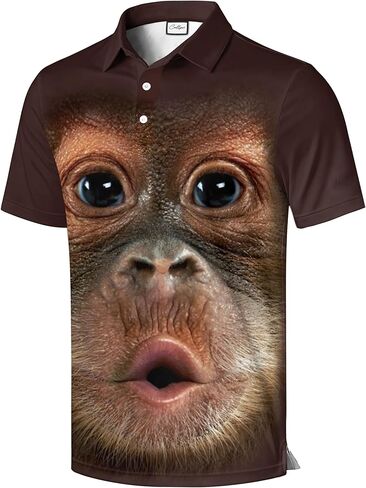 Wolf Graphic Polo Shirt, White with Black Collar, Watercolor Art Design, Short Sleeve in Saudi Arabia