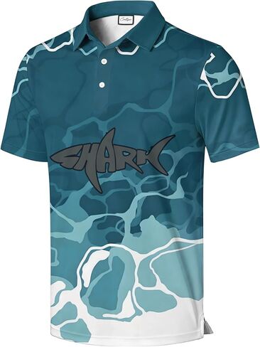 Wolf Graphic Polo Shirt, White with Black Collar, Watercolor Art Design, Short Sleeve in Saudi Arabia
