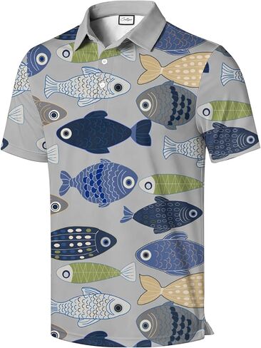 Wolf Graphic Polo Shirt, White with Black Collar, Watercolor Art Design, Short Sleeve in Saudi Arabia