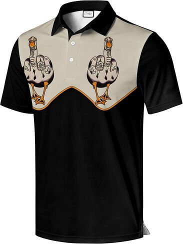 Men's Golf Polo Shirt, Red and Beige Color Block with Skeleton Guitarist Print, Short Sleeve Athletic Wear in Saudi Arabia