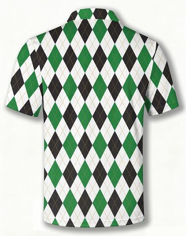 Polo Shirt, Black and White Checkered Pattern, Short Sleeve, Collared, Regular Fit in Saudi Arabia