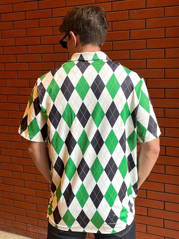 Polo Shirt, Black and White Checkered Pattern, Short Sleeve, Collared, Regular Fit in Saudi Arabia