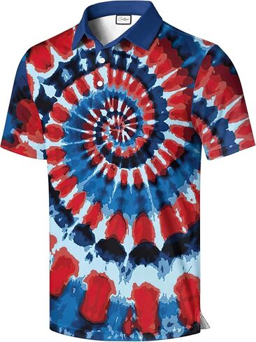 CoolWick Bowling Polo Shirt, Black with Skull and American Flag Design, Short Sleeve Performance Fabric in Saudi Arabia