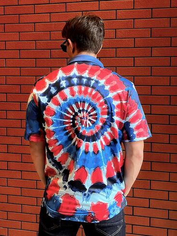 CoolWick Bowling Polo Shirt, Black with Skull and American Flag Design, Short Sleeve Performance Fabric in Saudi Arabia