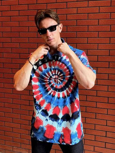CoolWick Bowling Polo Shirt, Black with Skull and American Flag Design, Short Sleeve Performance Fabric in Saudi Arabia