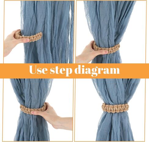 4 Pack Bohemian Braided Curtain Hooks Elegant Rustic Curtain Holdbacks Handmade Curtains Tie Backs Decorative Accessories for Home Office Bedroom Window in Saudi Arabia