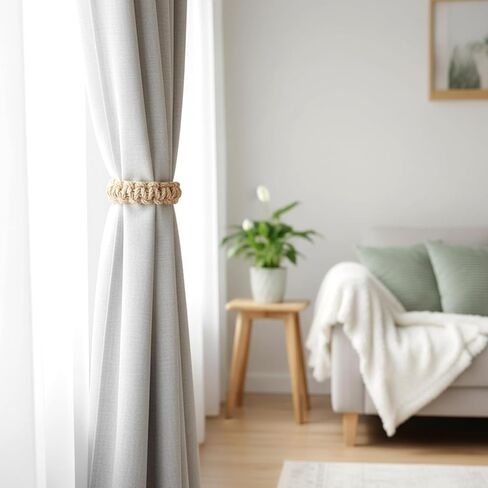 4 Pack Bohemian Braided Curtain Hooks Elegant Rustic Curtain Holdbacks Handmade Curtains Tie Backs Decorative Accessories for Home Office Bedroom Window in Saudi Arabia
