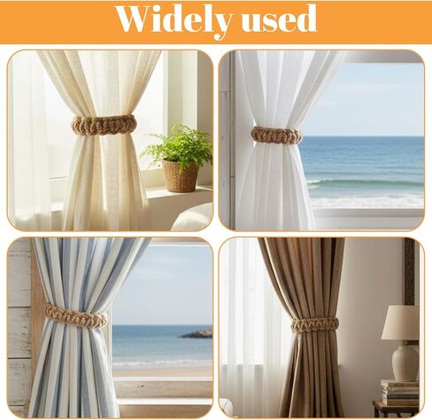 4 Pack Bohemian Braided Curtain Hooks Elegant Rustic Curtain Holdbacks Handmade Curtains Tie Backs Decorative Accessories for Home Office Bedroom Window in Saudi Arabia